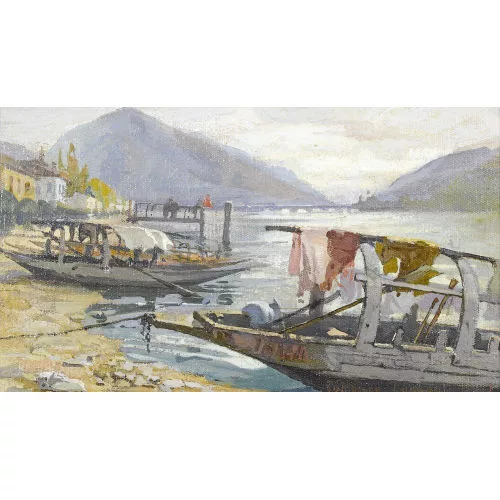 Regina Conti — Boote in Hafen am Luganersee.