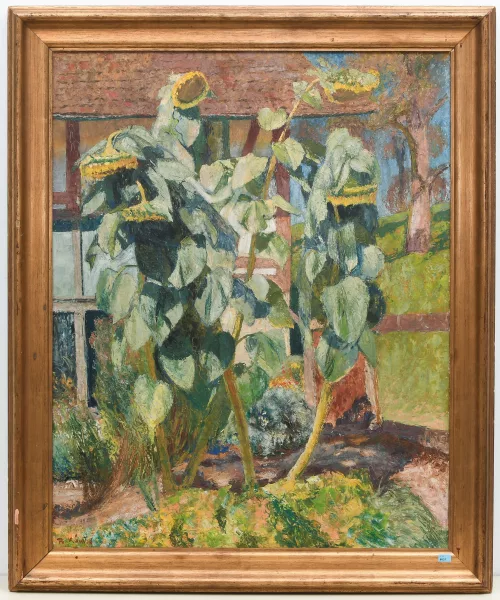 Reinhold Kündig — Sonnenblumen vor dem Haus