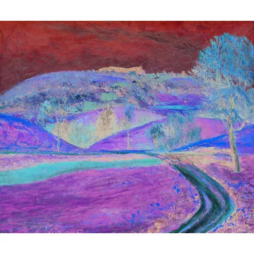 Reinhold Kündig — Hügelige Feldlandschaft im Frühling.