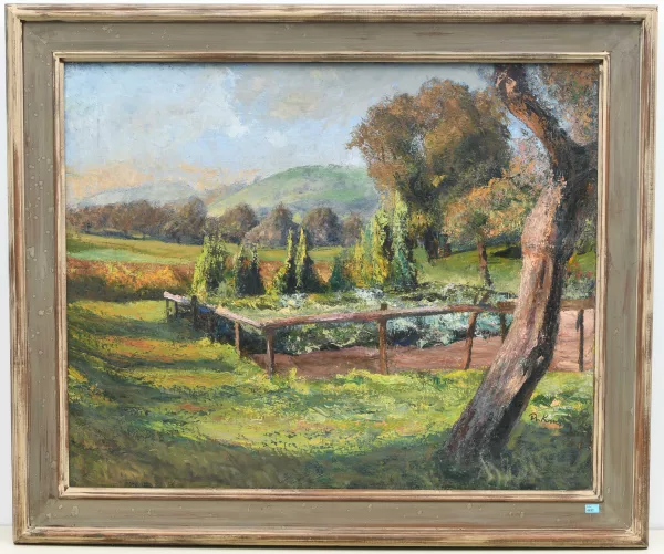 Reinhold Kündig — Sommerliche Hirzellandschaft mit Gemüsegarten
