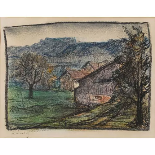 Bauernhaus mit Kühen