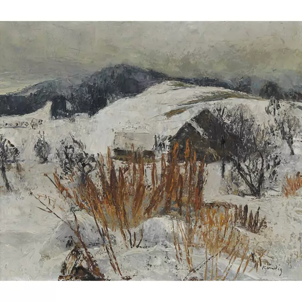 Winterlandschaft mit Gehöft