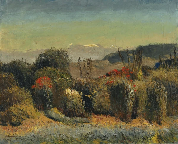 Reinhold Kündig — Garten im Spätsommer mit Glärnisch, 1945