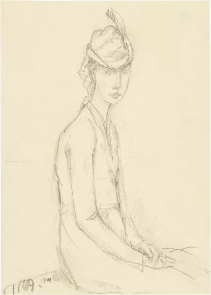 René Auberjonois — Jeune fille assise, avec chapeau