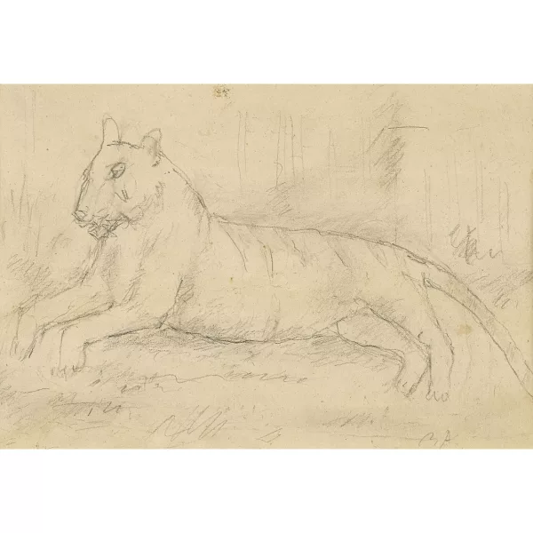 René Auberjonois — Liegende Raubkatze.
