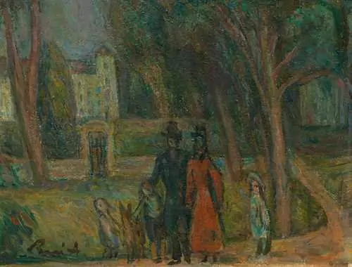 RENÉ AUBERJONOIS — Portrait de famille devant le château. 1945. — Koller Auktionen