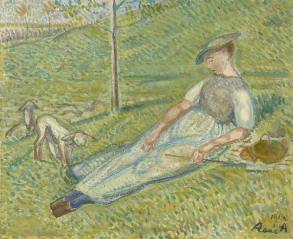 René Auberjonois — La petite bergère au paysage suisse