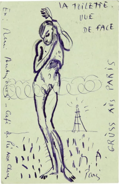 René Auberjonois — La toilette vue de face. Postkarte