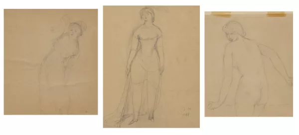 René Auberjonois — René Victor AUBERJONOIS (1872-1957), ensemble de trois dessins de portraits féminins