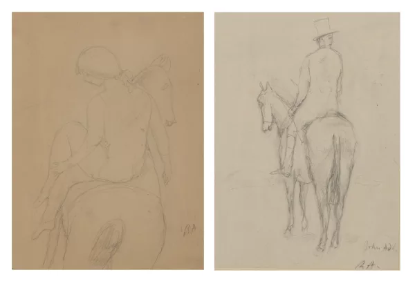 René Auberjonois — René Victor AUBERJONOIS (1872-1957), ensemble de deux dessins à cheval
