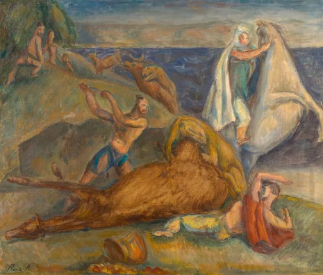 René Auberjonois — Bergers attaqués par des lions, 1934