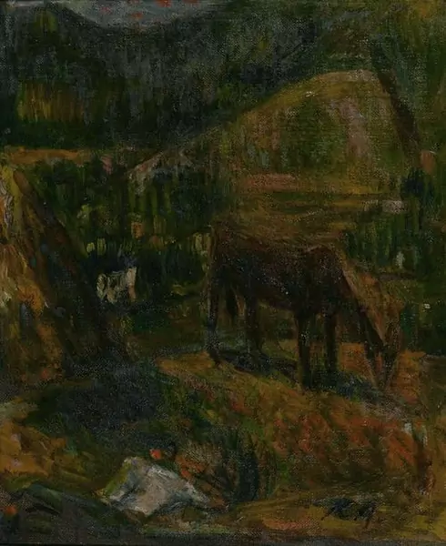 RENÉ AUBERJONOIS — Berglandschaft mit Ziege. — Koller Auktionen