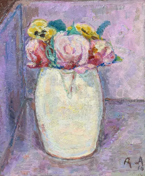 Bouquet de roses et pensées