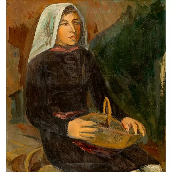 "Paysanne avec panier d'oeufs"