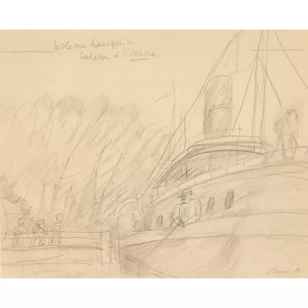 "Tableau tranquille bateau à l'ancre"