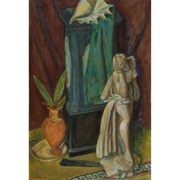 René Auberjonois — NATURE MORTE (CRUCHE ROSE ET LINGE VERT), 1938 STILL LIFE (ROSE JAR AND GREEN LINEN), 1938