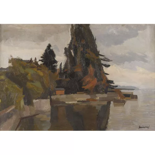 René Guinand — Herbstliche Uferpartie am Genfersee.