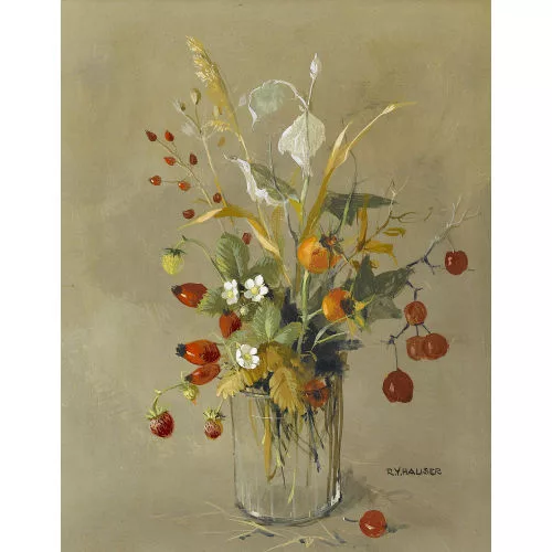 Renée Yolanda Hauser — Blumenstrauss mit Walderdbeeren.