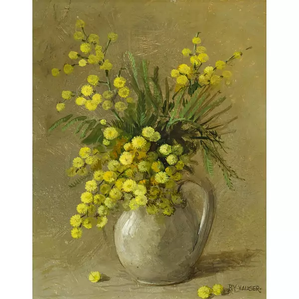 "Mimosa sur fond clair"