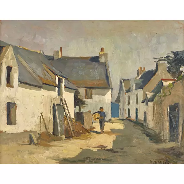 Sonnige Dorfszene