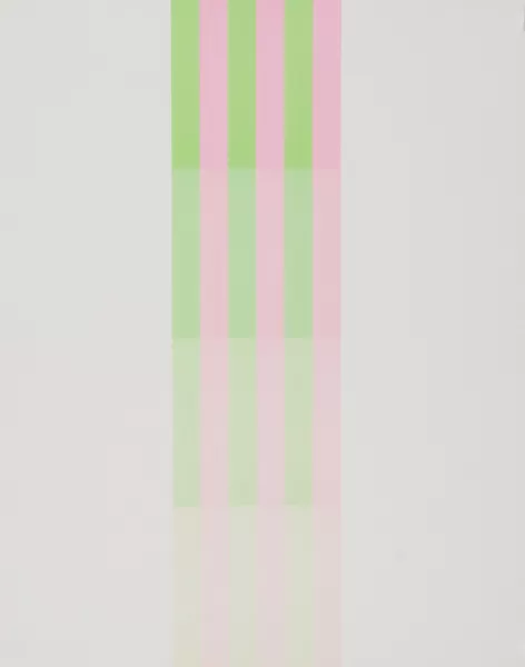 Richard Paul Lohse — Bewegung von 4 Quadraten gebildet aus je 6 Rechteckelementen von gelbgrünen und blauroten Stufungen, aus "Dorazio, Jorn, Lohse, Miró, Santomaso, Tobey", 1970