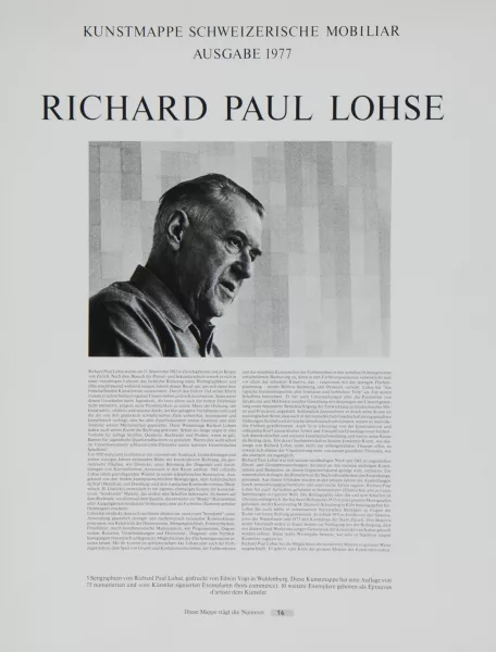 Richard Paul Lohse — Mappe. Kunstmappe Schweizerische Mobiliar, 1977