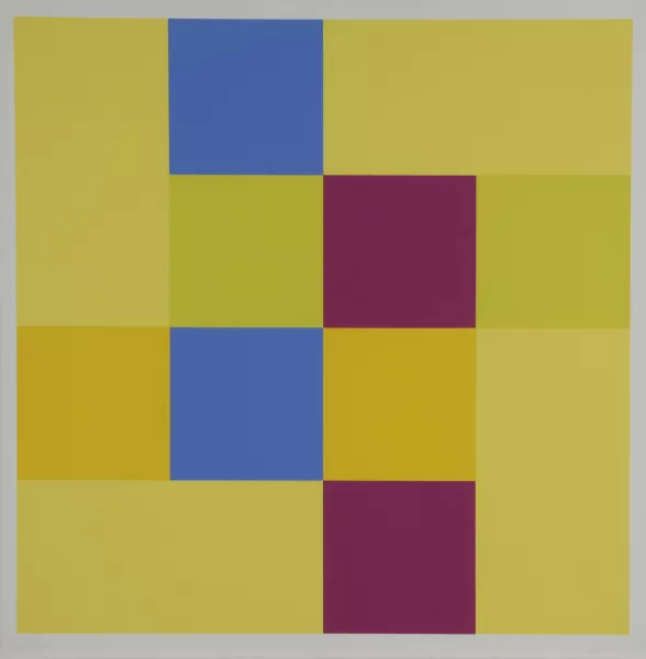 Richard Paul Lohse — Gruppe von vier komplementären Farbpaaren mit vier Rechtecken, 1976/77