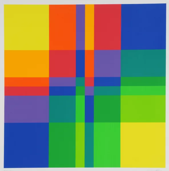 Richard Paul Lohse — Sechs systematische Farbreihen mit horizontaler und vertikaler Verdichtung, 1971