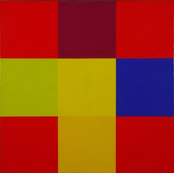 Richard Paul Lohse — Zwei komplementäre Kontraste mit roten Eckpositionen - Entwurf B, 1979