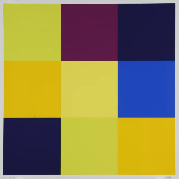 Richard Paul Lohse — Horizontal- und Vertikalpositionen aus Extrem- und Nachbarfarben, 1976