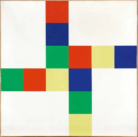 RICHARD PAUL LOHSE — Zwei und zwei gleiche Farbryhthmen an 4 weissen Feldern. 1952/70. — Koller Auktionen