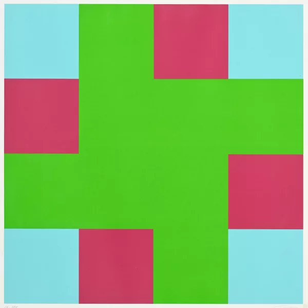 Richard Paul Lohse — Composition verte, rose et bleu,