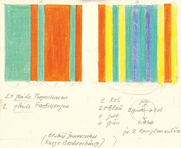 Richard Paul Lohse — Parallelen, Studie zu "Spektrum", Nr. 86, März 1980