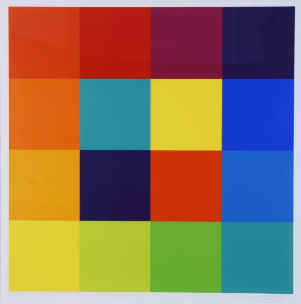 Richard Paul Lohse — Gestufte Quadratreihe um ein Komplementärzentrum, 1971/72