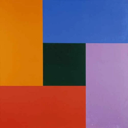 Richard Paul Lohse — Bewegung von Dunkelgelb über Rot, Violett, Blau zu grünem Zentrum, 1952/74