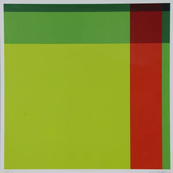 Richard Paul Lohse — Diagonal von hellgrün über rot zu dunkelgrün, 1972