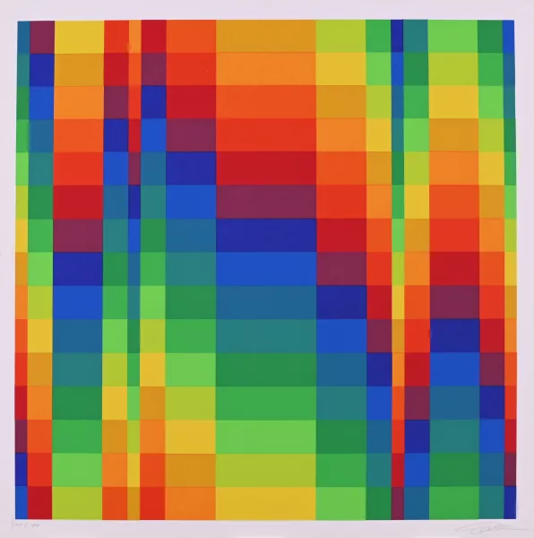 Richard Paul Lohse — 2 Blätter: Fünfzehn systematische Farbreihen, 1968; Sechs kontinuierliche mengengleiche Farbbänder, 1973