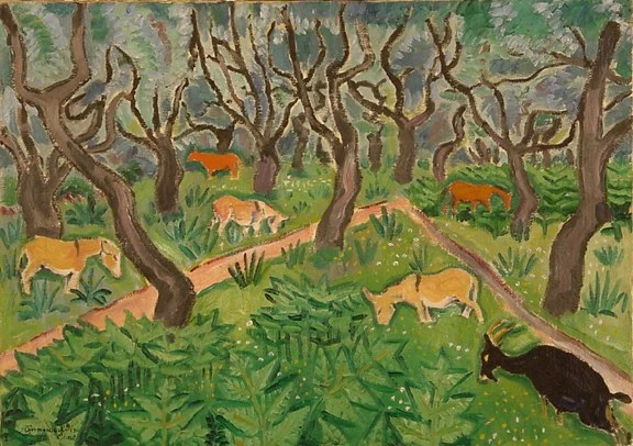 Richard Seewald — Ziegen und Esel unter Bäumen, 1913