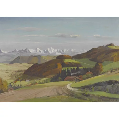 Robert Baumberger — "Gurtendörfli mit Alpen".