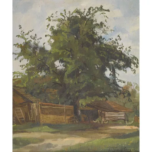 Robert Baumberger — Bäuerliches Gehöft mit Baum.