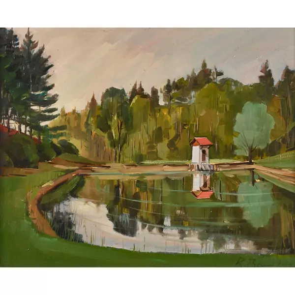 Landschaft mit Weiher