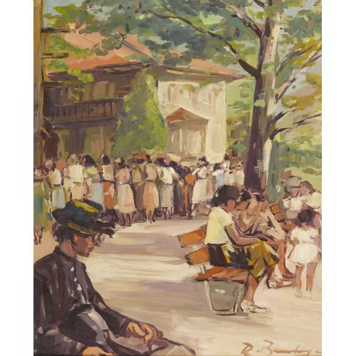Robert Baumberger — Belebte Parkszene.