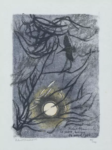 Robert HAINARD (1906-1999), "Bécasse et pleine lune, Observation Le Mont, Ivoray", xylographie — DognyAuction
