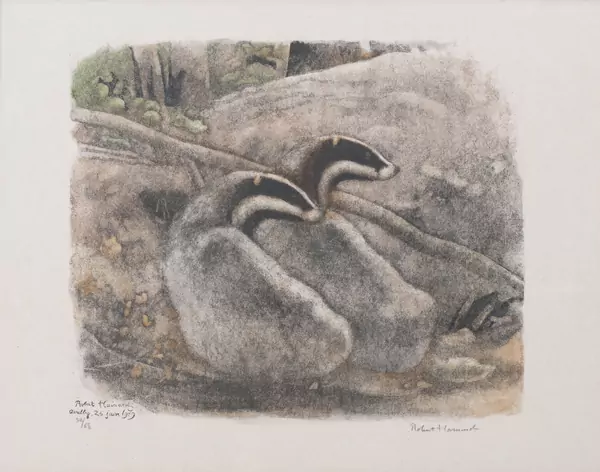 Robert HAINARD (1906-1999), "Couple de blaireaux", gravure sur bois — DognyAuction