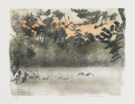 Aurore et combat de cerfs