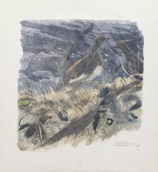 Robert HAINARD (1906-1999), "Gélinottes", 1963, Gravure sur bois — DognyAuction
