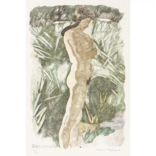 Robert Hainard — "Germaine nue dans les roseaux".