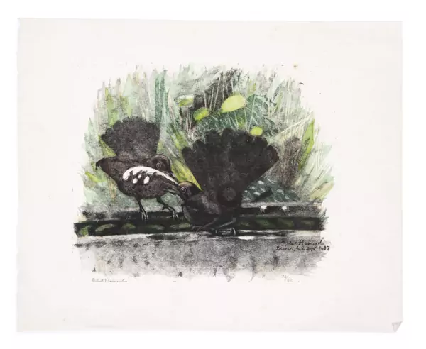 Robert HAINARD (1906-1999), "Le bain des Merles", gravure sur bois — DognyAuction