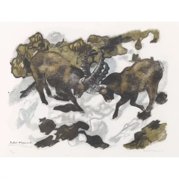 Robert Hainard — "Combat de bouquetins".