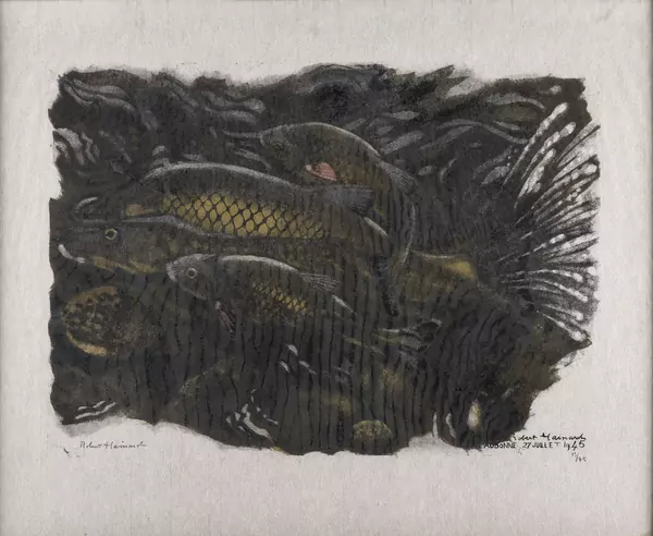 Robert HAINARD (1906-1999), "Les Carpes Amour Blanc" intitulée "L'Aubonne 27 juillet 1945" — DognyAuction